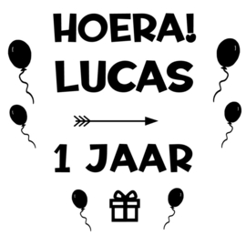Verjaardag raamsticker - herbruikbaar 'Lucas'