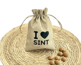 Decoratief pepernotenzakje "I 🖤 Sint"- 20 cm x 15 cm