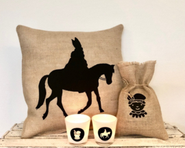 Sinterklaas kussen van jute - 40 cm x 40 cm