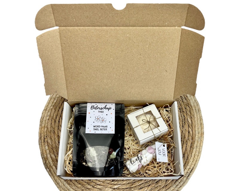Beterschap cadeau – thee, snoephartjes & kaarsje