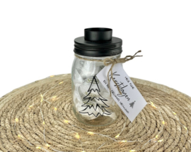Kerst Cadeau Glazen Pot met Theelichthouder en Chocolade