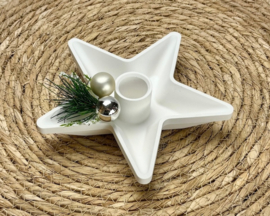 Witte Keramieken Ster Kandelaar