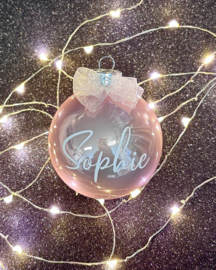Gepersonaliseerde Roze Kerstbal – 7 cm