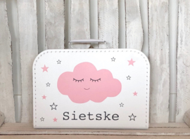 Kinderkoffertje met naam | wolk | roze