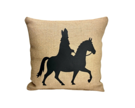 Sinterklaas op zijn paard – Jute kussen 40 x 40 cm