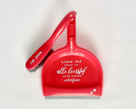 Grappig juf cadeau - Gepersonaliseerde stoffer en blik