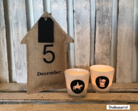 Sinterklaas decoratie jute huisje met tekst “5 December”