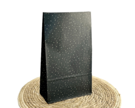 Blokbodemzakken | Confetti zwart/goud | 3 stuks | 18 x 8 x 30 cm