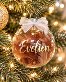 Glazen Kerstbal met Naam en Sterretjes (7 cm)