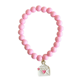 Kinderarmbandje - Love letter roze