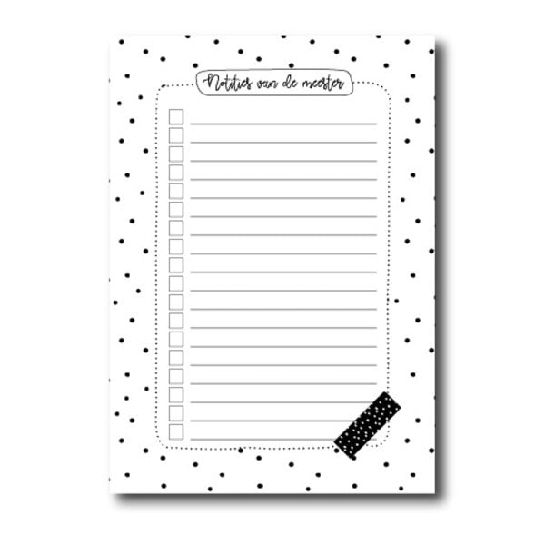 Notitieblok - Notities voor de meester