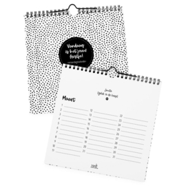 Verjaardagskalender zwart wit - vierkant