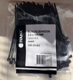Kabelbinder nylon zwart 10cm