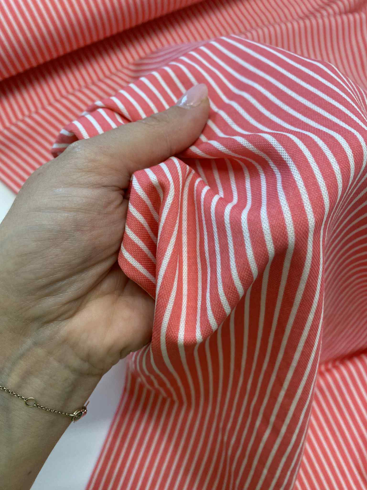 Viscose ecovero  - White pink stripes