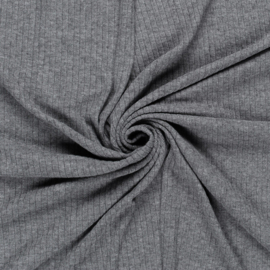 Super zachte rib jersey - Grijs - Coupon 90 cm