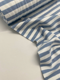 French Terry - Streep Dusty Blue - Coupon 100 cm