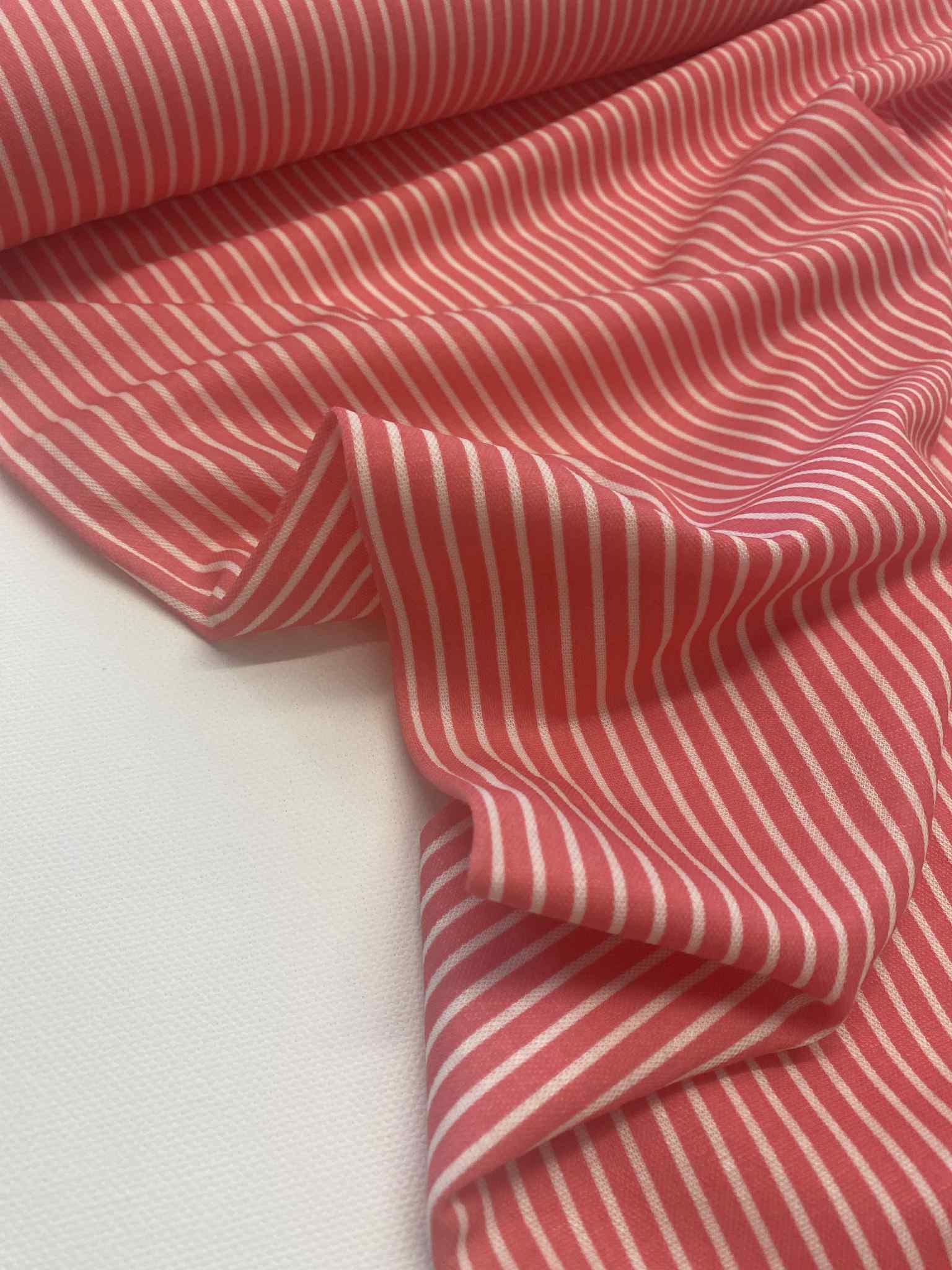 Viscose ecovero  - White pink stripes