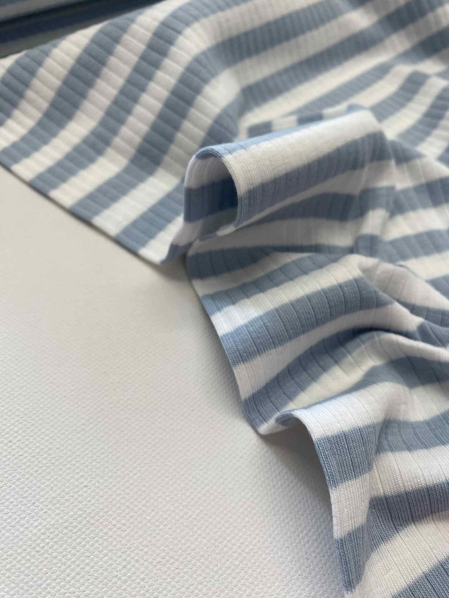 Rib jersey -  Stripe - Blauw wit