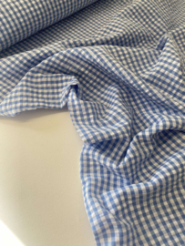 Seersucker - Kleine vichy ruit -  Babyblauw -Coupon 70 cm