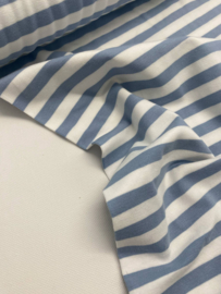 French Terry - Streep Dusty Blue - Coupon 100 cm