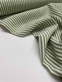Soepelvallende Crinkle Stripe -  Groen/Wit
