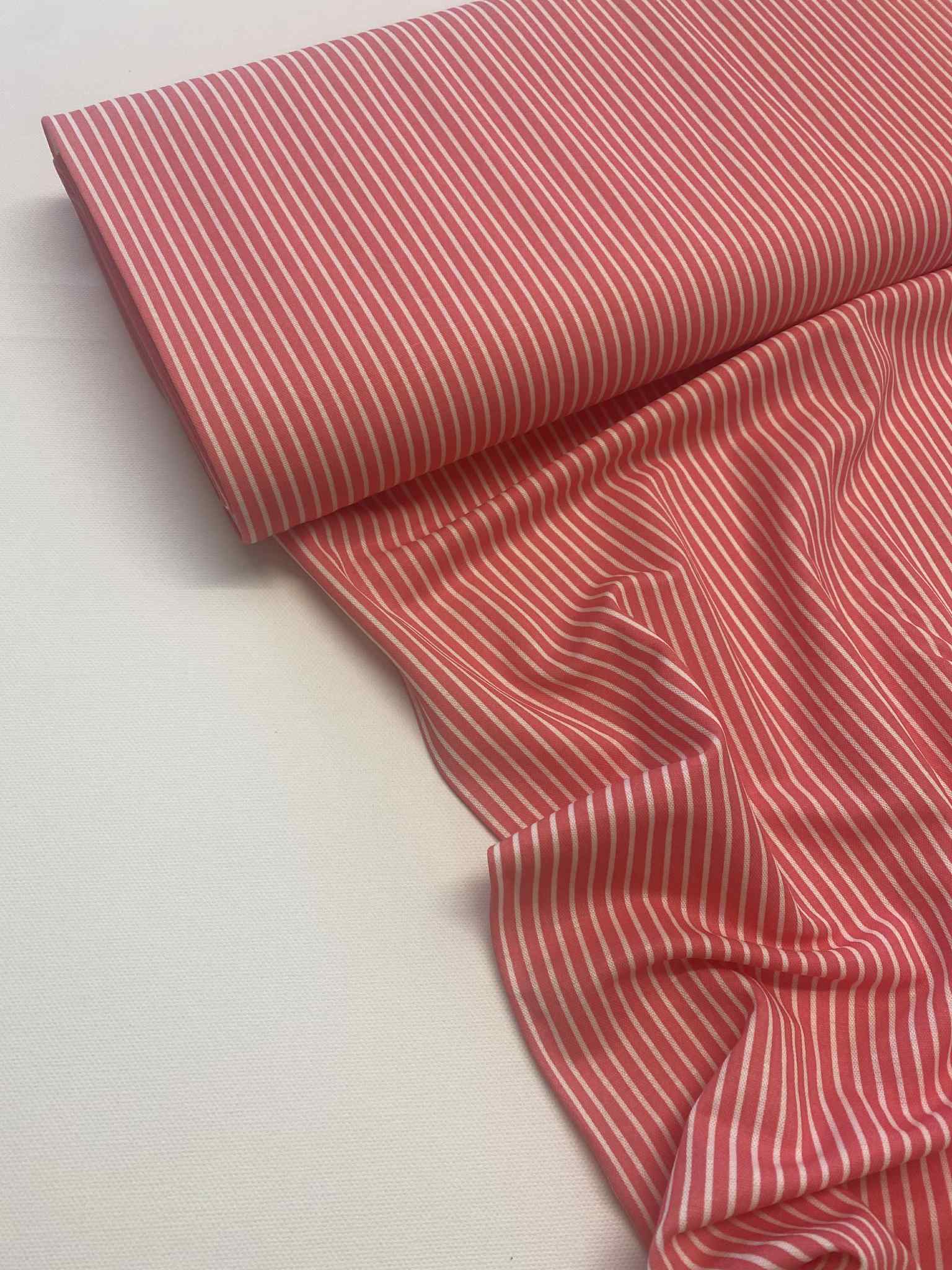 Viscose ecovero  - White pink stripes