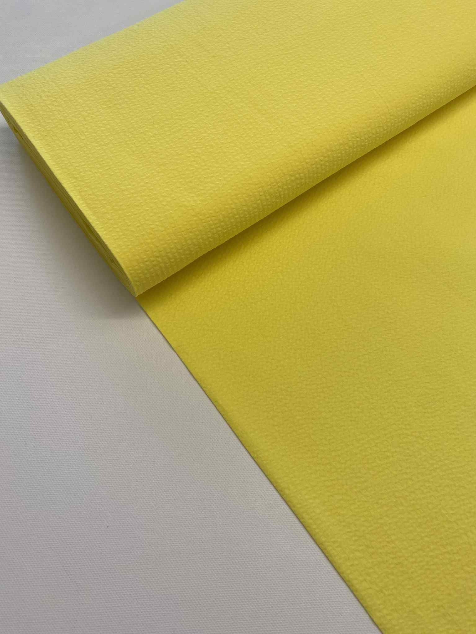 Katoen Seersucker - Lemon yellow