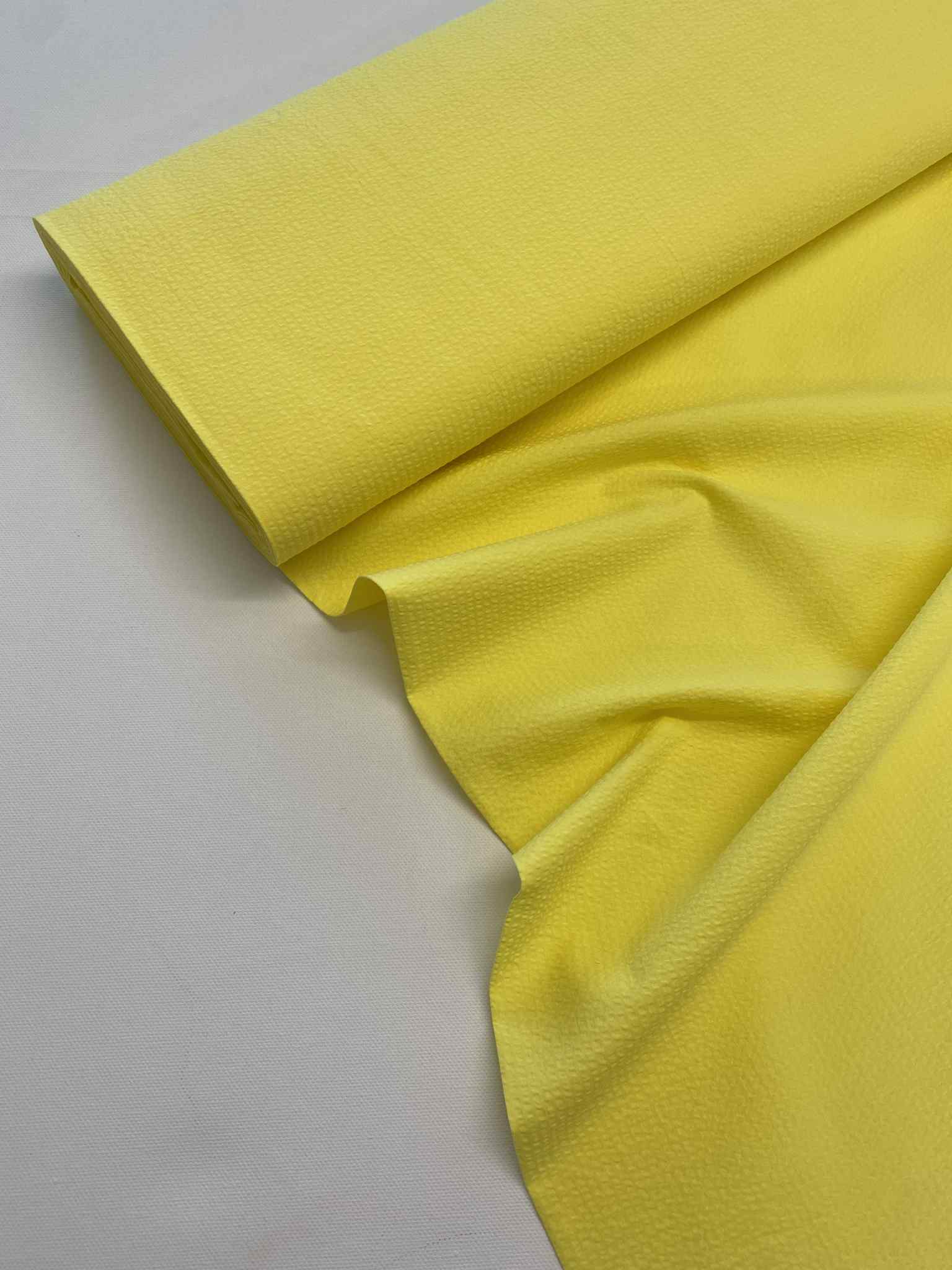 Katoen Seersucker - Lemon yellow