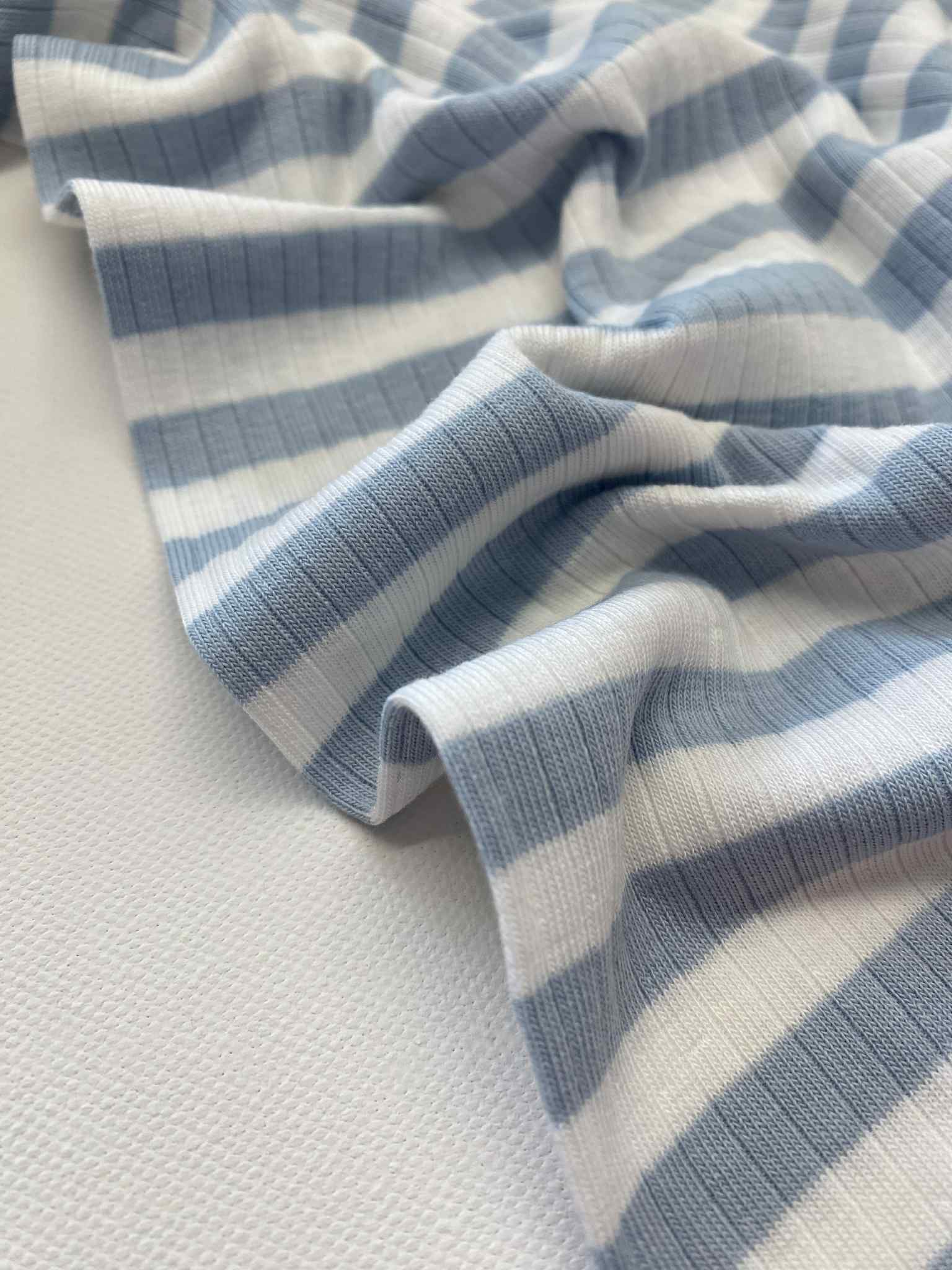 Rib jersey -  Stripe - Blauw wit