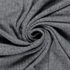 Super zachte rib jersey - Grijs - Coupon 90 cm