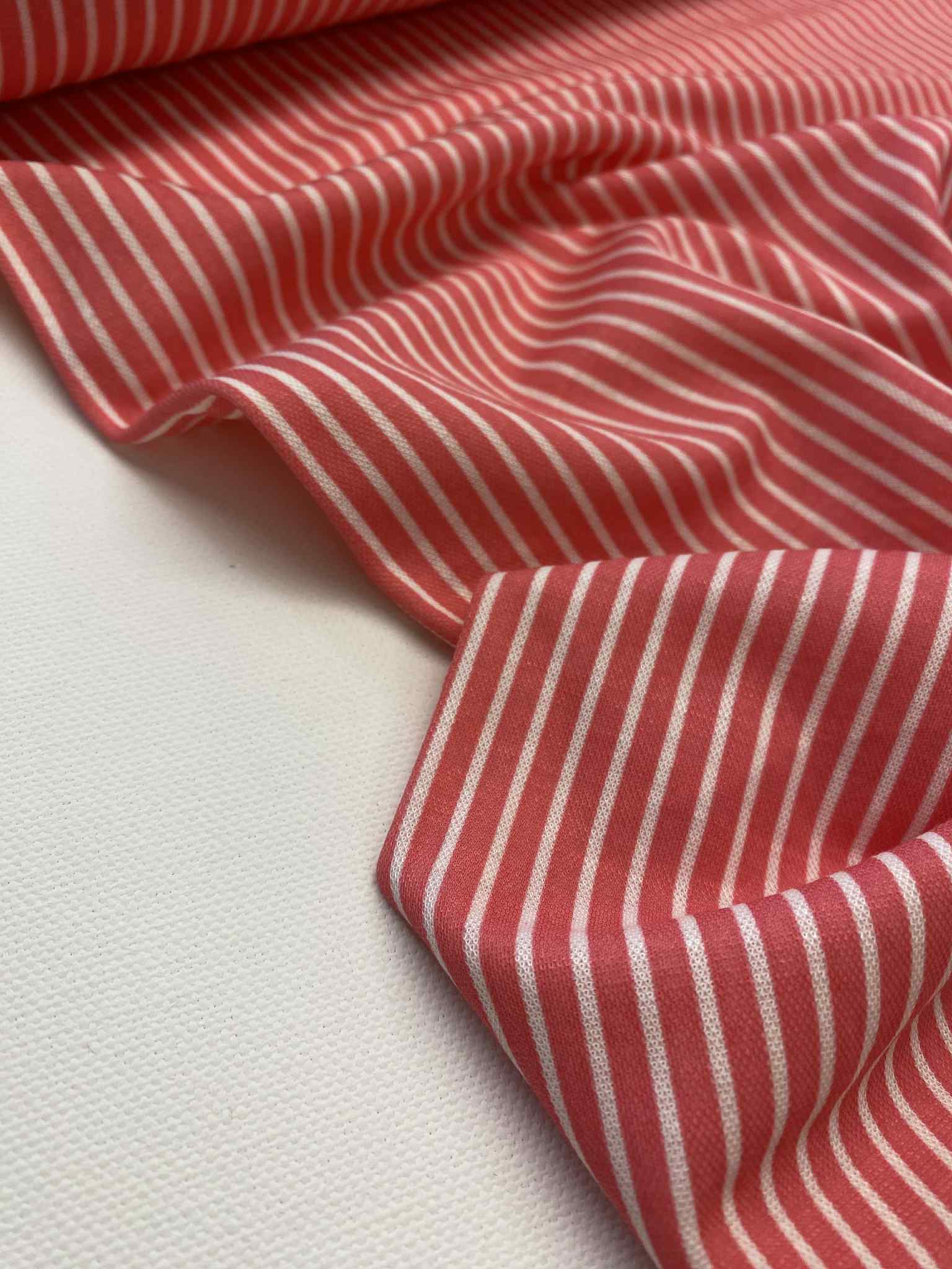 Viscose ecovero  - White pink stripes