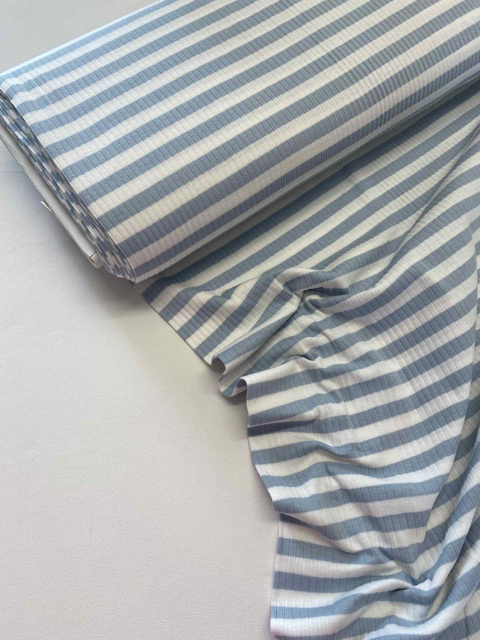 Rib jersey -  Stripe - Blauw wit