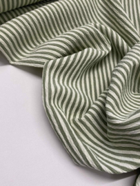 Soepelvallende Crinkle Stripe -  Groen/Wit