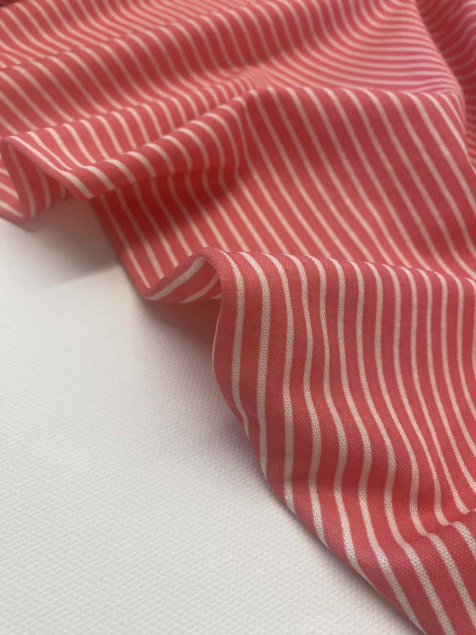 Viscose ecovero  - White pink stripes