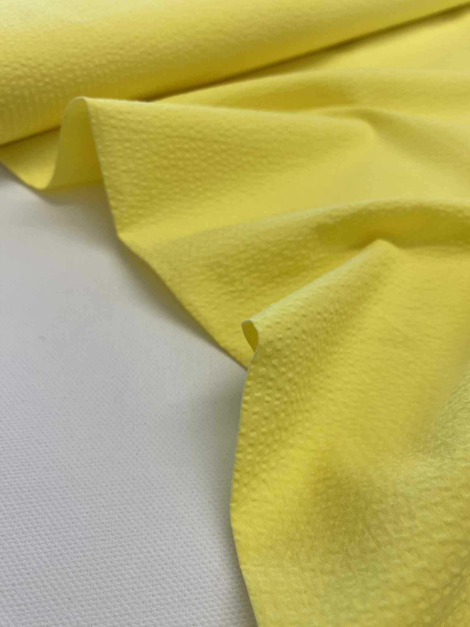Katoen Seersucker - Lemon yellow