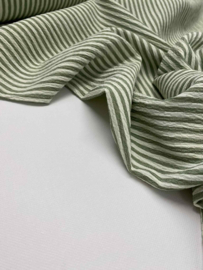 Soepelvallende Crinkle Stripe -  Groen/Wit