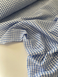 Seersucker - Kleine vichy ruit -  Babyblauw -Coupon 70 cm