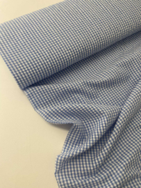 Seersucker - Kleine vichy ruit -  Babyblauw -Coupon 70 cm