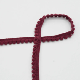 Band met pompons - Bordeaux - 4mm