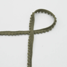 Band met pompons - Kaki - 4mm 