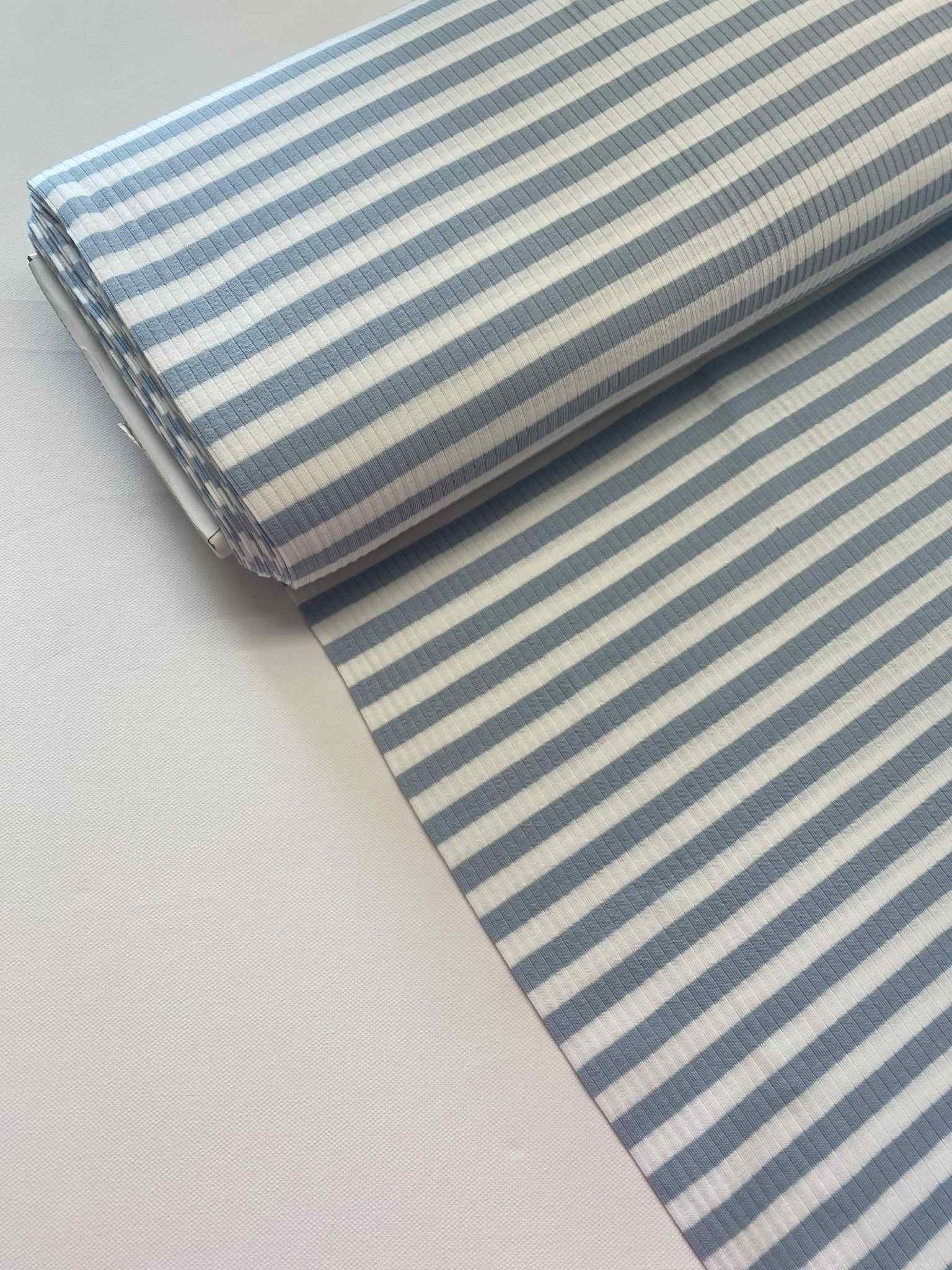 Rib jersey -  Stripe - Blauw wit
