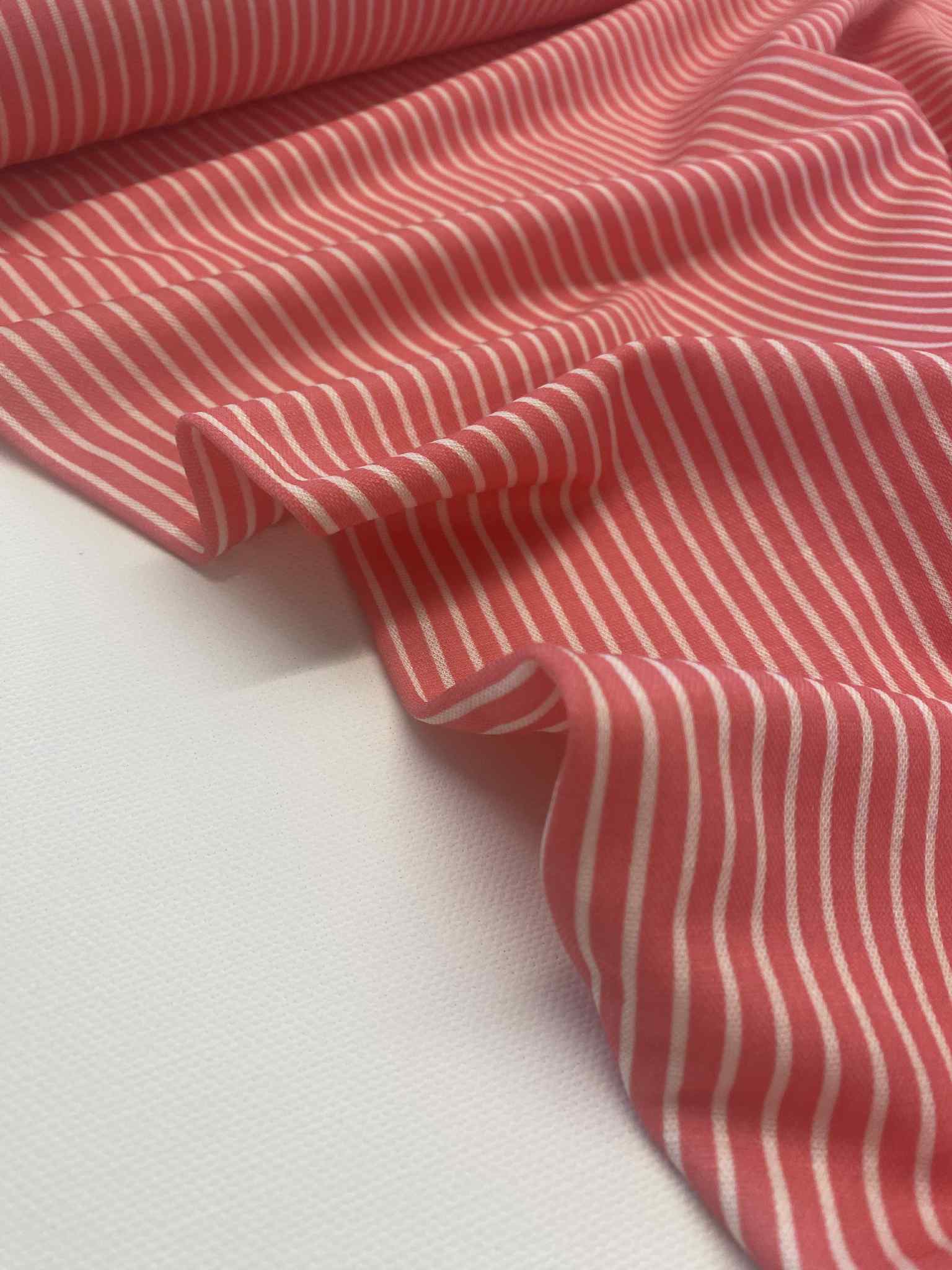 Viscose ecovero  - White pink stripes