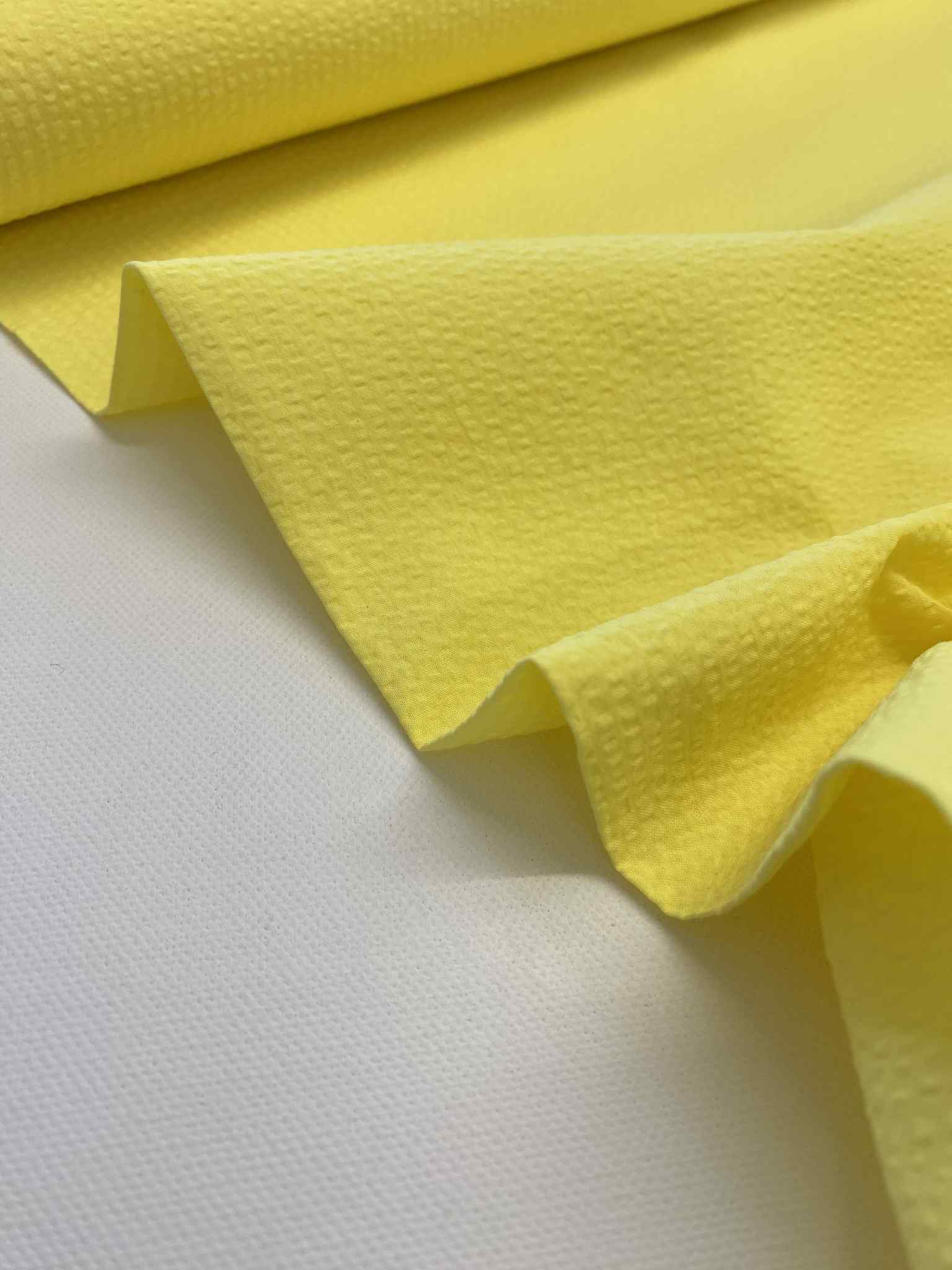 Katoen Seersucker - Lemon yellow
