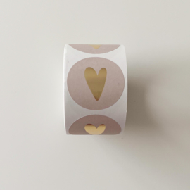 Roze goud hartje sluitstickers op rol