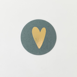 Groen goud hartje sluitstickers (5 stuks)
