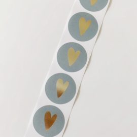 Blauw goud hartje sluitstickers (5 stuks)