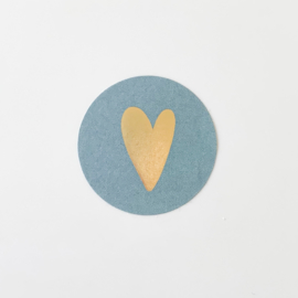 Blauw goud hartje sluitstickers (5 stuks)