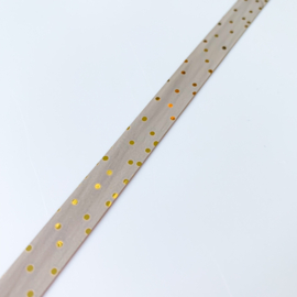 Lint taupe met gouden stippen (2 meter)