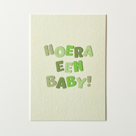 Hoera een baby kaart - Vrolijke letters kaartlijn