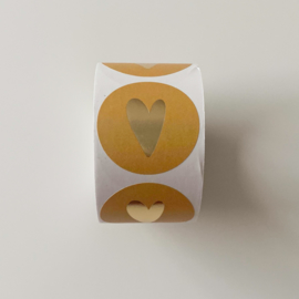 Oker goud hartje sluitstickers op rol